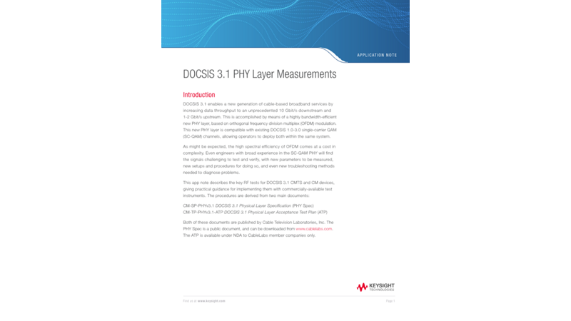 DOCSIS 3.1 PHY Layer Measurements